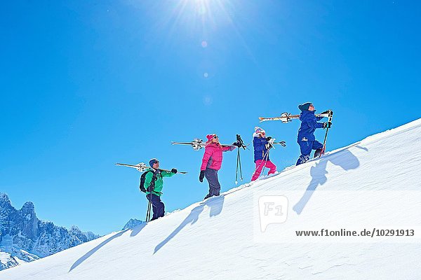 Family on ski trip  Chamonix  France