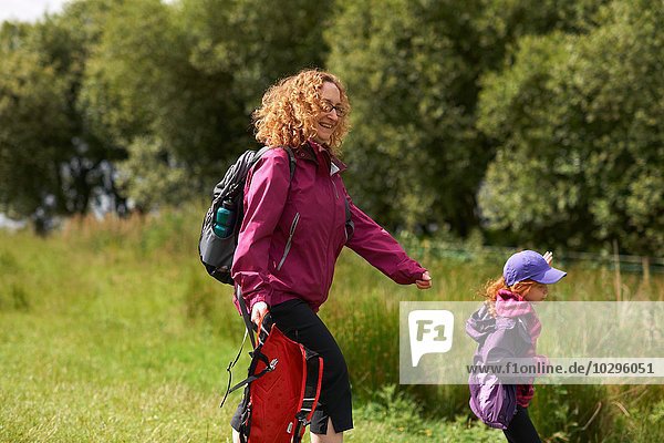 Mother and daughter  walking  Lake District  Cumbria  UK