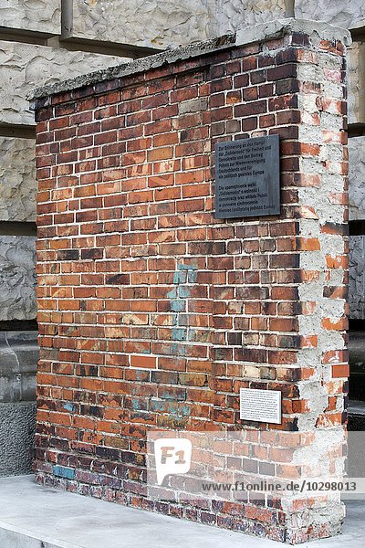 Plaque on a piece of the wall  once at the Gdansk shipyard  Bundestag  Berlin  Germany  Europe