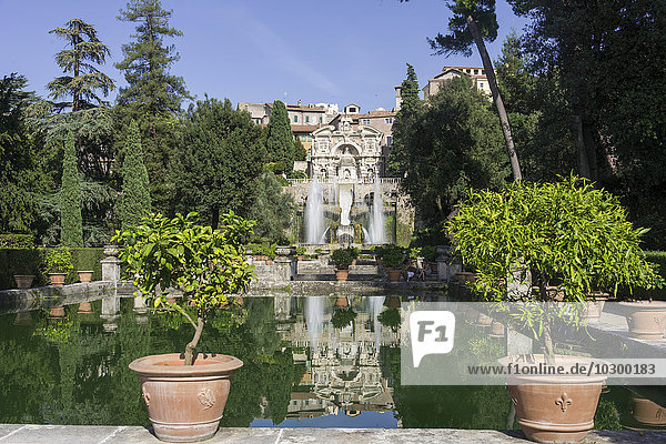 Neptunbrunnen und Wasserorgel,  Villa d´Este,  Tivoli,  Lazio,  Italien,  Europa