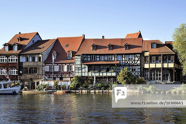 Häuserzeile Klein-Venedig am Ufer der Pegnitz  Bamberg  Oberfranken  Bayern  Deutschland  Europa