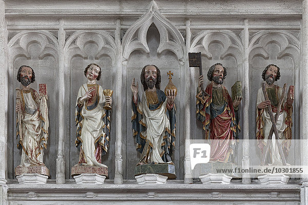 Christus und Apostel  gotische Holzplastiken  Pfarrkirche St. Mauritius  Spitz an der Donau  Wachau  Waldviertel  Niederösterreich  Österreich  Europa