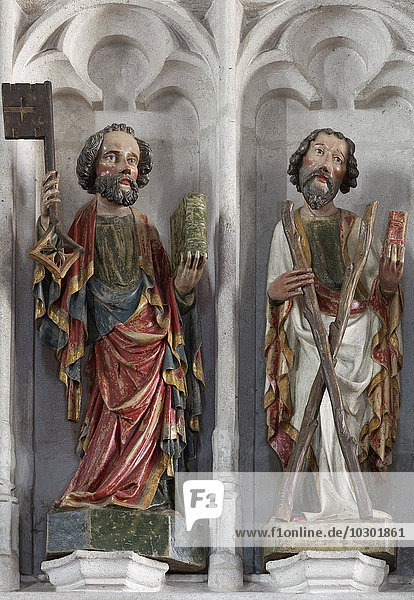Apostel Petrus und Andreas  gotische Holzplastiken  Pfarrkirche St. Mauritius  Spitz an der Donau  Wachau  Waldviertel  Niederösterreich  Österreich  Europa