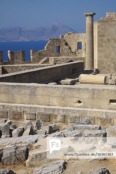 Ruinen der Akropolis von Lindos  Lindos  Rhodos  Dodekanes  Griechenland  Europa