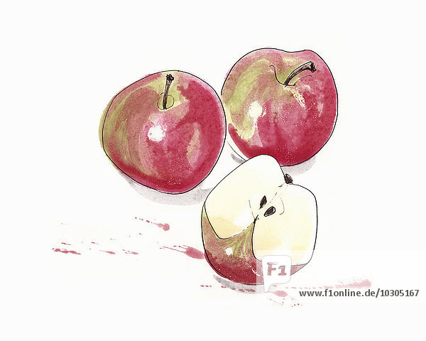 Drei saftige rote Äpfel