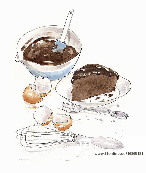 Zutaten für einen Schokoladenkuchen