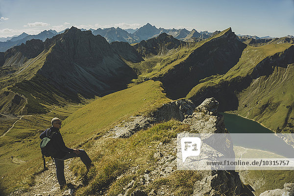 Austria  Tyrol  Tannheimer Tal  mature man hiking