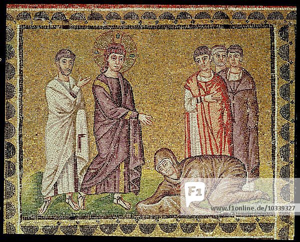 Jesus heilt die blutende Frau  Szenen aus dem Leben Christi (Mosaik)