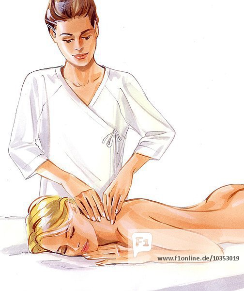 weibliches Massagegerät massiert Frau