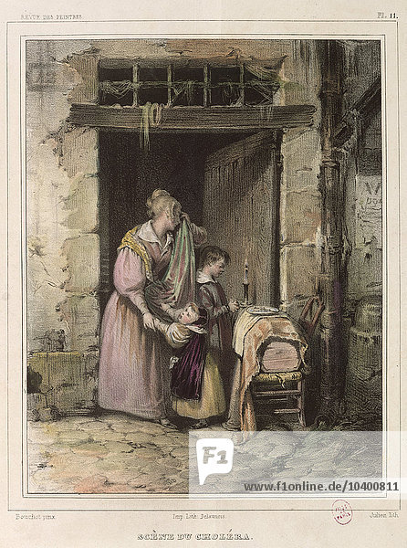 Szene der Cholera  gestochen von Julien  1832 (Litho)