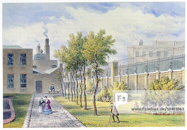 Garten des St. Thomas's Hospital  Southwark  London (w/k auf Papier)