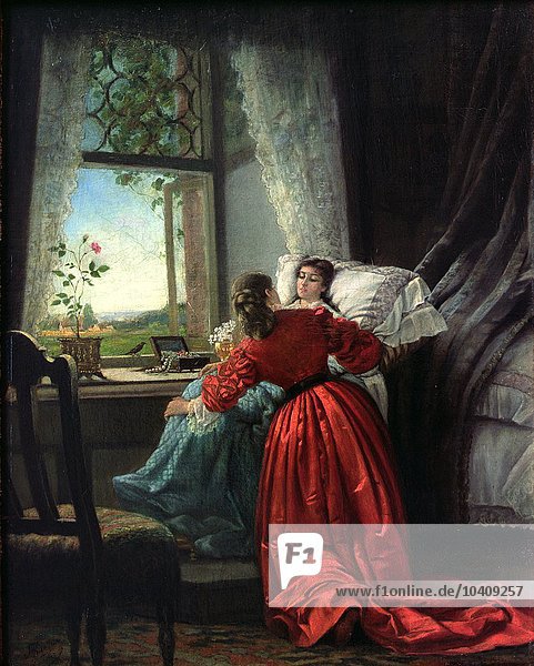 Klodt von Jurgensburg  Baron Mikhail Petrovich (1835-1914) Beside a Sick Woman (oil on canvas)