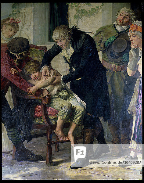 Melingue  Gaston (1840-1914) Edward Jenner (1749-1823) bei der ersten Impfung gegen Pocken 1796  1879 (Detail) (Öl auf Leinwand)