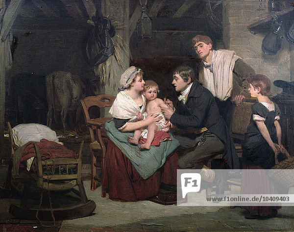 Französische Schule  (19. Jahrhundert) Impfung gegen Pocken  um 1800 (Öl auf Leinwand)