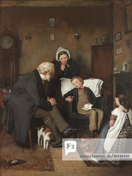 Clark  Joseph (1834-1926) The Sick Boy  c.1857 (oil on canvas)