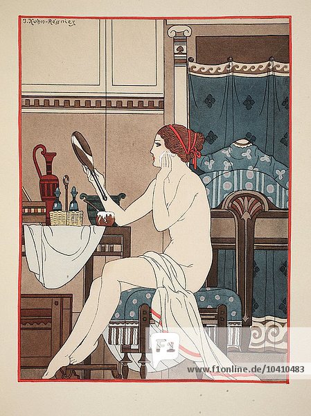 Kuhn-Regnier  Joseph (1873-1940)  Nass mit Rosenöl  Illustration aus The Works of Hippocrates  1934 (Farblitho)