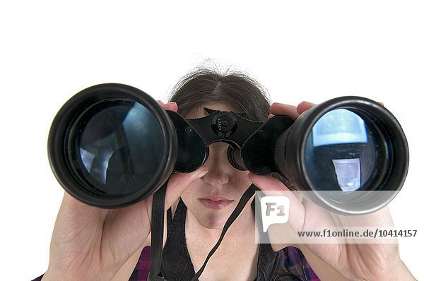 Woman with binoculars