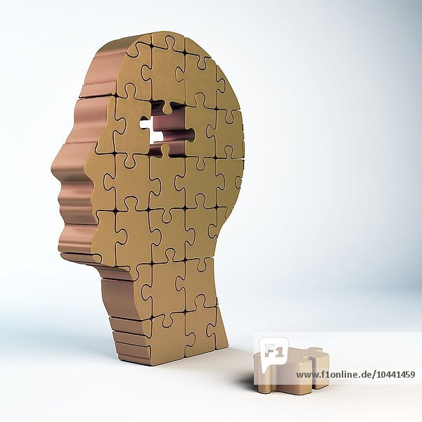 Ein männlicher Kopf aus Puzzleteilen  Kreativität  konzeptionelles Kunstwerk