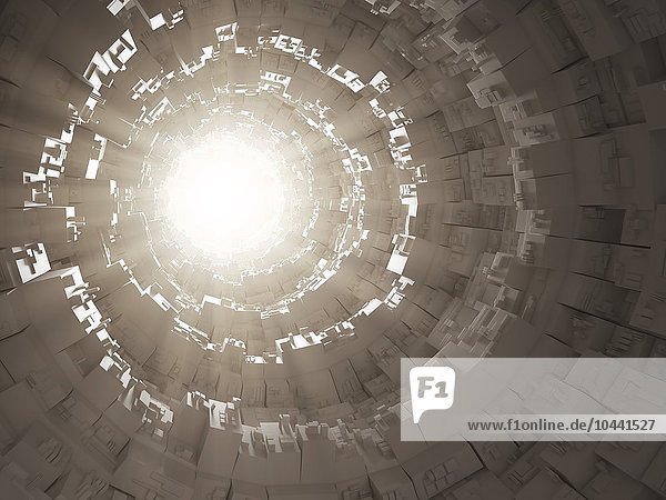 Abstraktes Sci-Fi 3d Interieur mit starkem Licht und Schatten  Futuristischer Tunnel  Kunstwerk