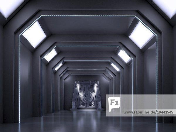 Science-Fiction-Interieur-Szene - sci-fi dunklen Korridor  futuristischen Korridor  Kunstwerk