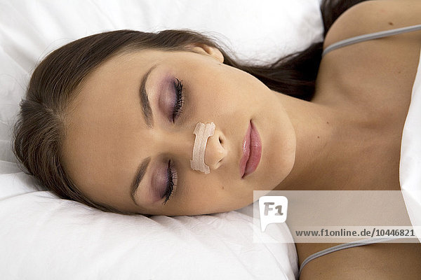 woman with plaster to breathe