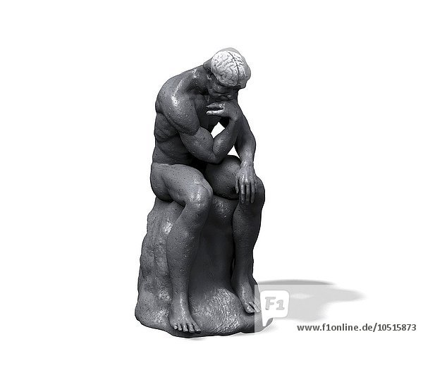 Kunstwerk von Rodins Statue Der Denker   die das menschliche Gehirn zeigt Der Denker  Kunstwerk