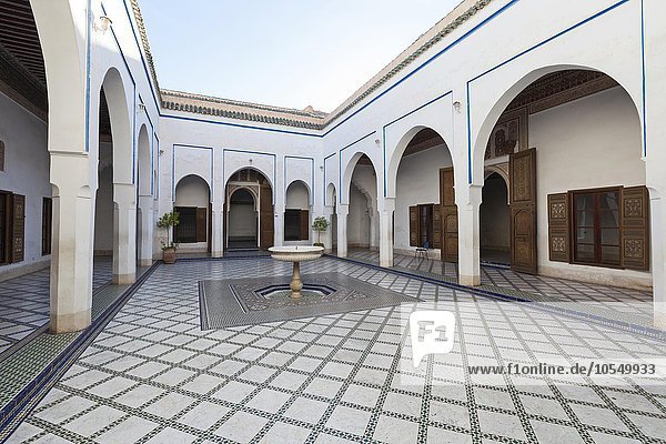 Innenhof  Bahia-Palast  Palais de la Bahia  Marrakesch  Marokko  Afrika