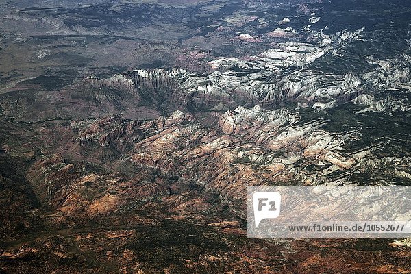Ausblick vom Flugzeug auf den Zion National Park  Utah  USA  Nordamerika