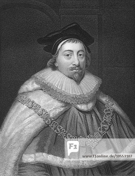 Stahlstich  ca. 1860  Sir Edward Coke  1552 bis 1634  Englischer Rechtsanwalt  Richter und Politiker