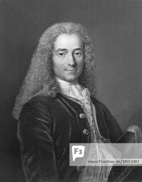 Voltaire  oder François-Marie Arouet  1694 bis 1778  Autor der französischen und europäischen Aufklärung