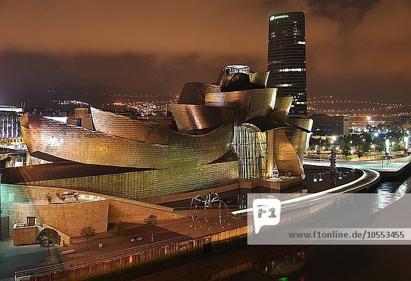 Guggenheim Museum bei Nacht  Architekt Frank Gehry  Bilbao  Baskenland  Spanien  Europa