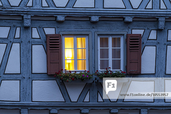 Timbered house window  Grunbach  Remshalden  Baden-Württemberg  Germany  Europe