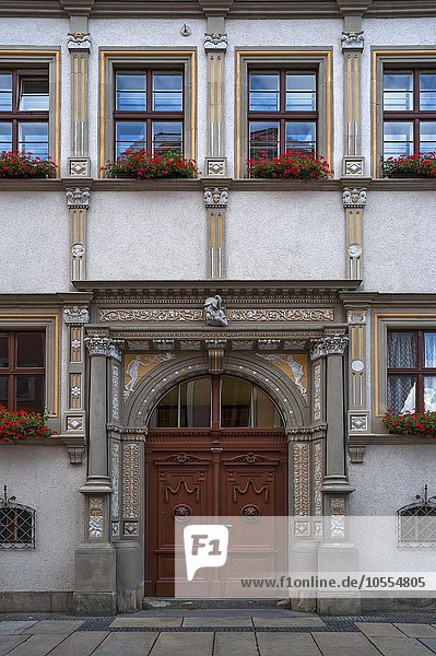 Renaissanceportal von 1556 der ehemaligen Münze  Untermarkt  Görlitz  Oberlausitz  Sachsen  Deutschland  Europa