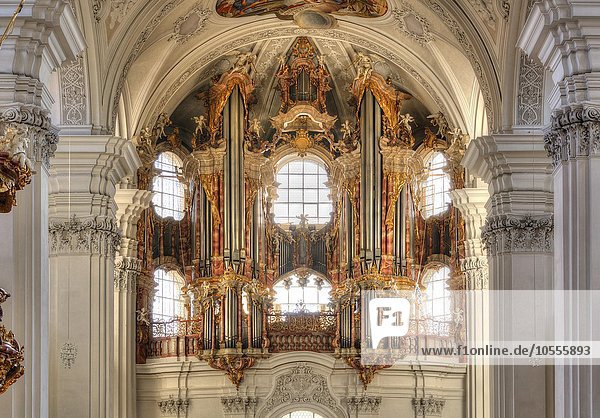 Hauptorgel von Joseph Gabler,  Basilika St. Martin,  Weingarten,  Oberschwaben,  Baden-Württemberg,  Deutschland,  Europa