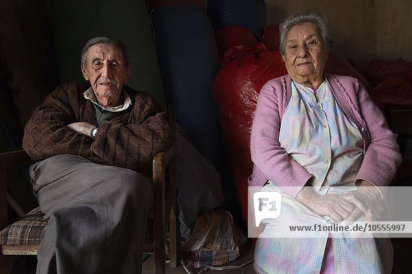 90-year-old couple  portrait  coca traders  Coroico  La Paz  Bolivia  South America