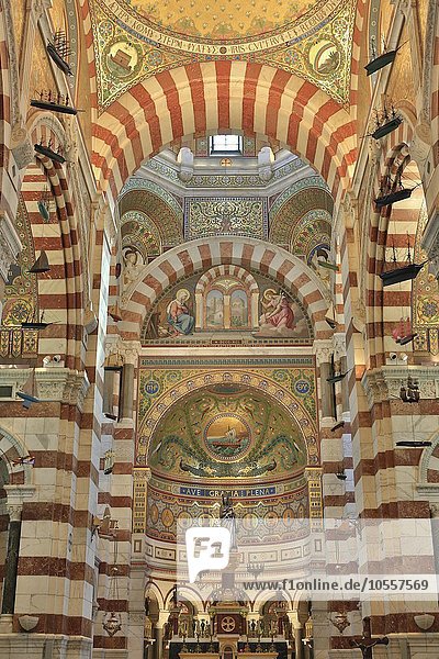 Innenansicht  Basilika  Notre-Dame-De-La-Garde  Marseille  Provence-Alpes-Côte d'Azur  Frankreich  Europa