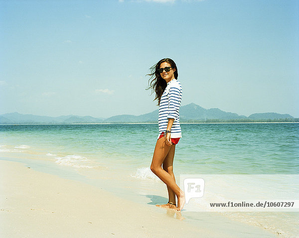 A young Scandinavian woman on the beach.