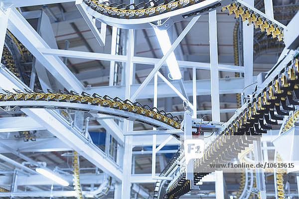Winding printing press conveyor belts overhead