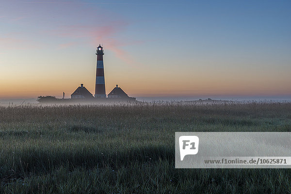 Germany  Schleswig-Holstein  North Frisia  View of Westerheversand Lighthouse in the morning light