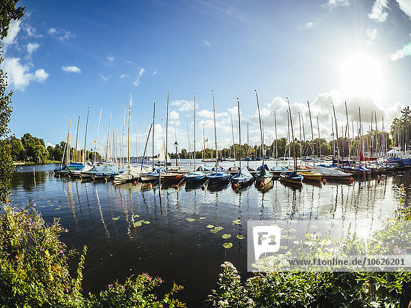Deutschland Hamburg Außenalster Außenalster Hafen Segelboote