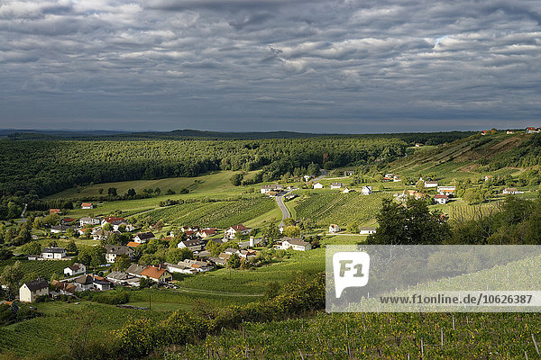 Österreich  Burgenland  Eisenberg an der Pinka  Blick auf das Dorf mit Weinbergen