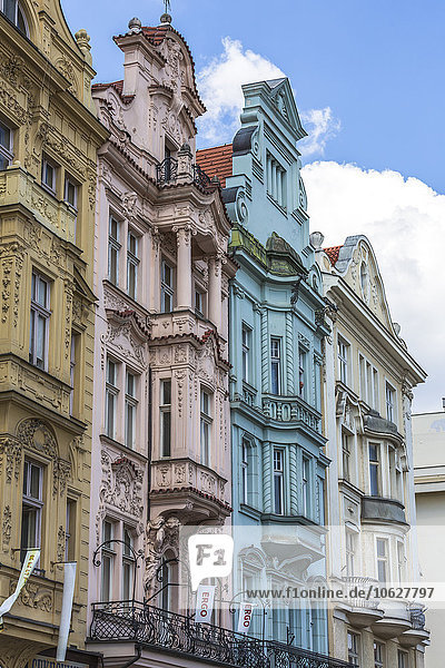 Tschechien  Pilsen  Fassaden alter Häuser im Renaissancestil