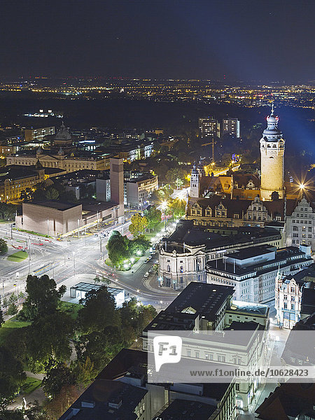 Deutschland  Sachsen  Leipzig  Luftbild mit neuem Rathaus und St. Trinitatis Kirche