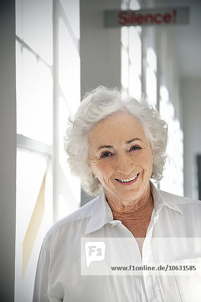 Portrait of a white haired senior woman