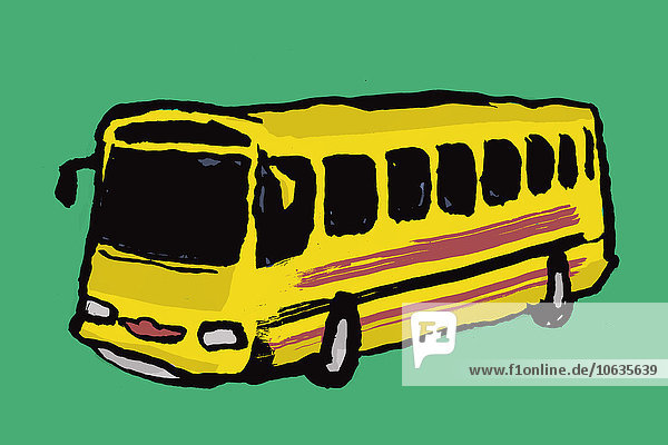 Abbildung des gelben Busses vor grünem Hintergrund