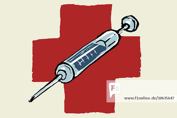 Illustratives Bild der Spritze gegen das internationale Rote Kreuz