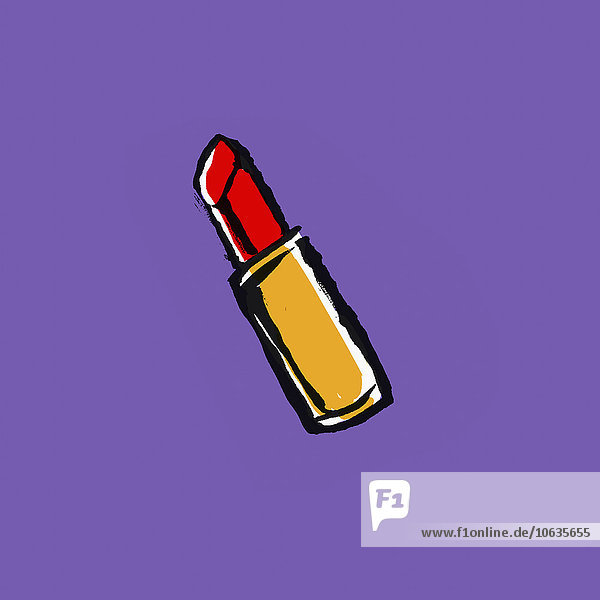 Illustration von rotem Lippenstift auf violettem Hintergrund