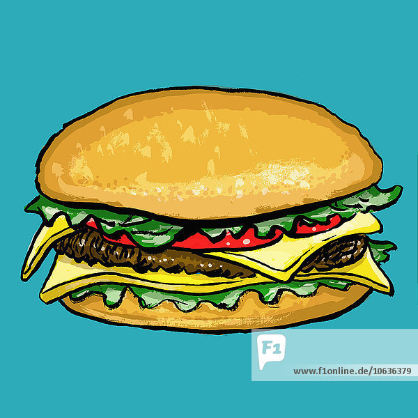 Abbildung Burger vor blauem Hintergrund