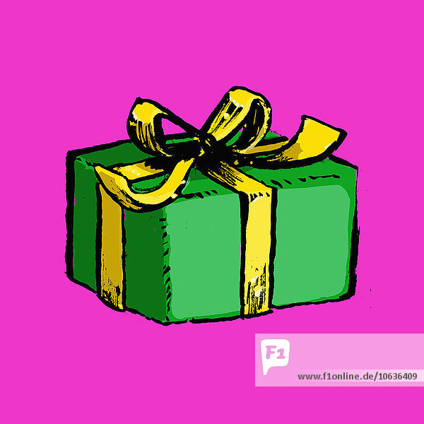 Abbildung der Geschenkbox vor rosa Hintergrund