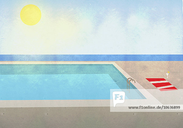 Abbildung des Schwimmbades an einem sonnigen Tag